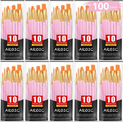 Acrylic Paint Brush Set, 1 Packs / 10 pcs Watercolor Brushes Painting Brush Nylon Hair Brushes for All Purpose Oil Watercolor Painting Artist Professional Kits.