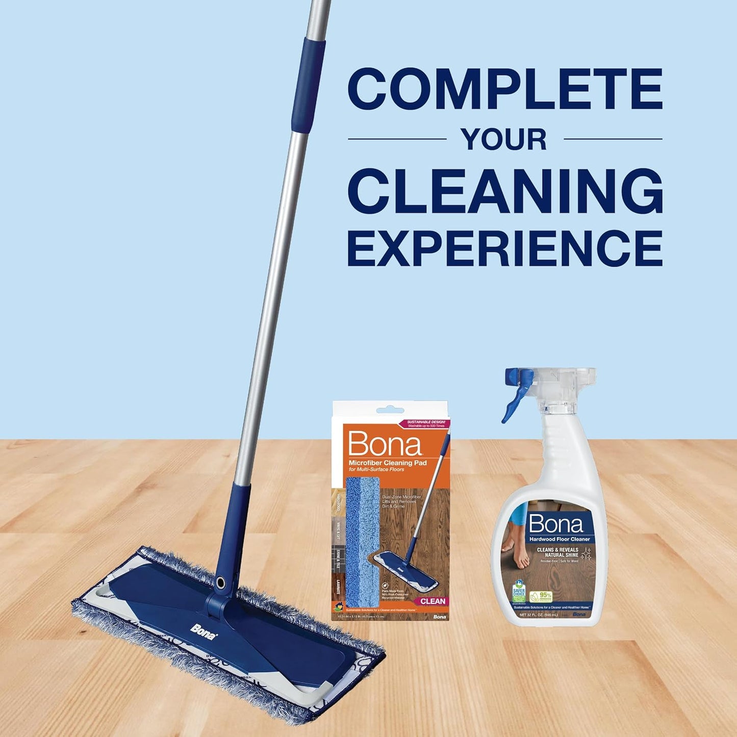 Bona Mop Microfiber Cleaning Pad for Hardwood & Hard Surface Floors - Value 3-Pack - For Use With Bona Mops - Dual Zone Cleaning