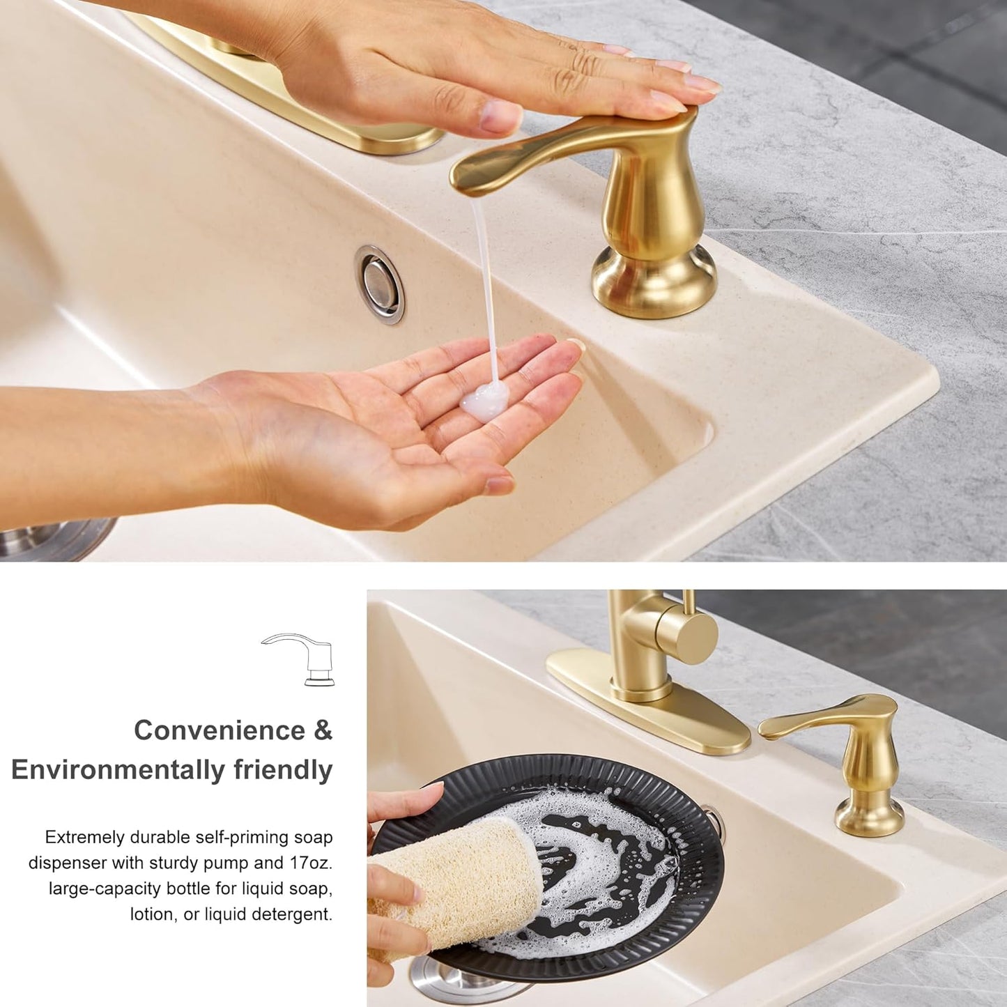 GAGALIFE Kitchen Sink Soap Dispenser Brushed Nickel, Under Sink Soap Dispenser with 40" Silicone Extension Tube Kit,Say Goodbye to Frequent Refills