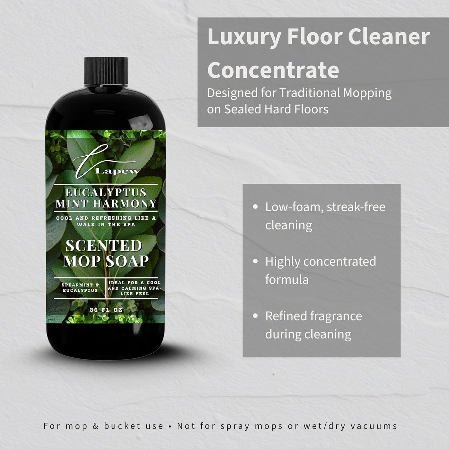 Lapew Baccarat Scented Mop Soap - Luxury Floor Cleaner Concentrate for Mopping Tile, Laminate, Vinyl & Hardwood | Streak-Free, Low-Foam | 36 oz - Colors C