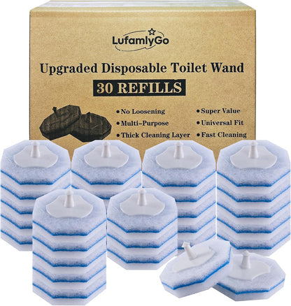 Upgraded 60pcs Toilet Wand Refills fits Clorox Toilet Wand, Thickened Cleaning Layer, Won’t Fall Apart, Disposable Bathroom Cleaning Scrub Pads with Fresh Scent, for Home & Commercial Use