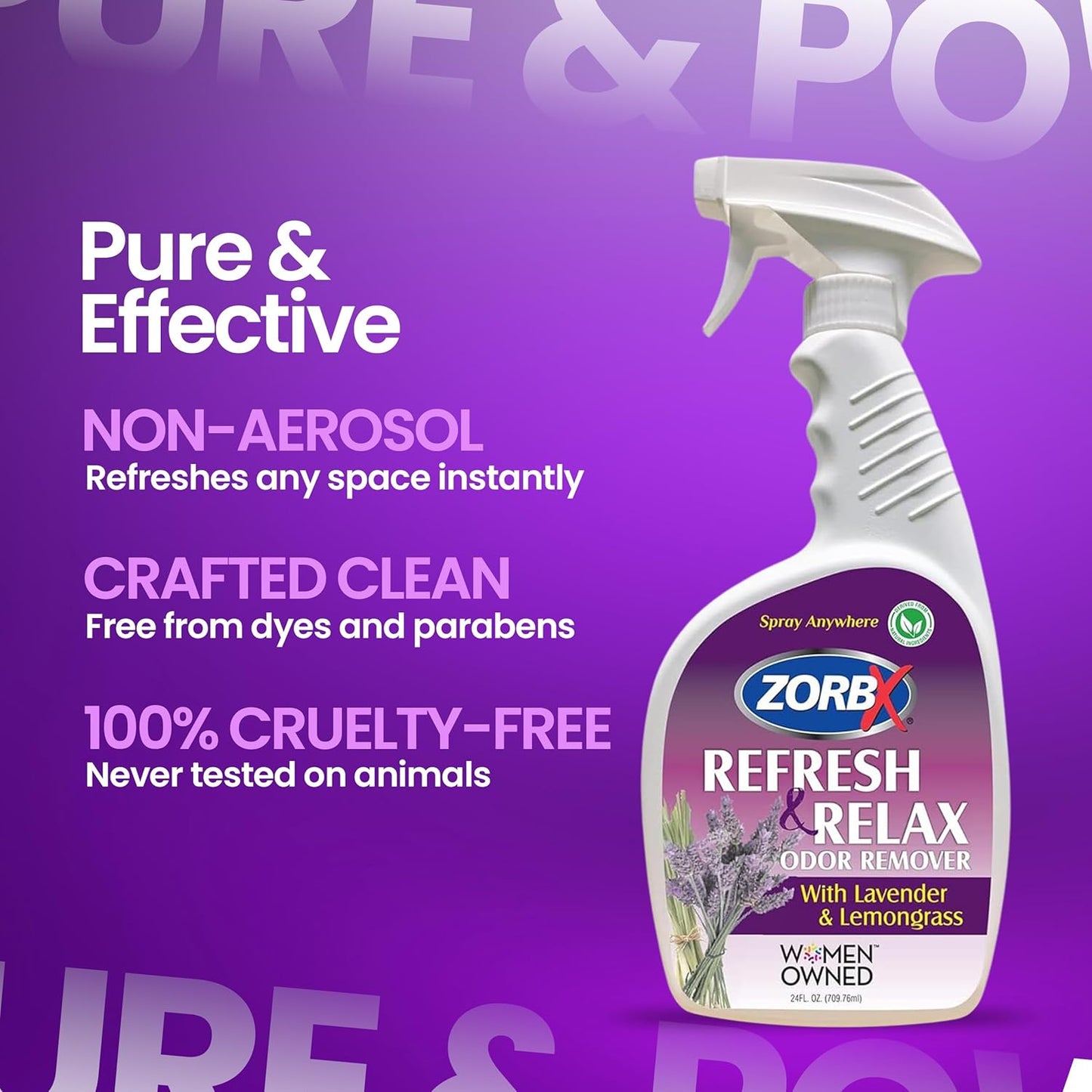 ZORBX Refresh & Relax Odor Remover Spray with Lavender & Lemongrass 8 Oz (Pack of 2) – Permanent Solution Room Freshener & Air Freshener Spray for Home, Bathroom, Furniture, Carpet, Car, Gym & Laundry
