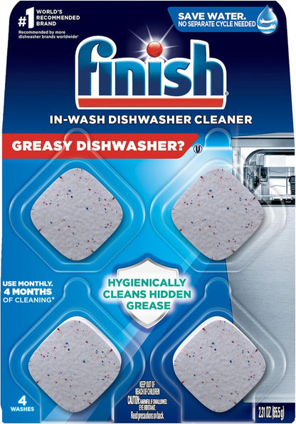 Finish Dishwasher Cleaner Tablets, Deep Cleans Hidden Grease & Grime, Fights Odors, No Extra Wash Cycle, Helps Maintain Dishwasher, 12 Month Supply, 12 Count
