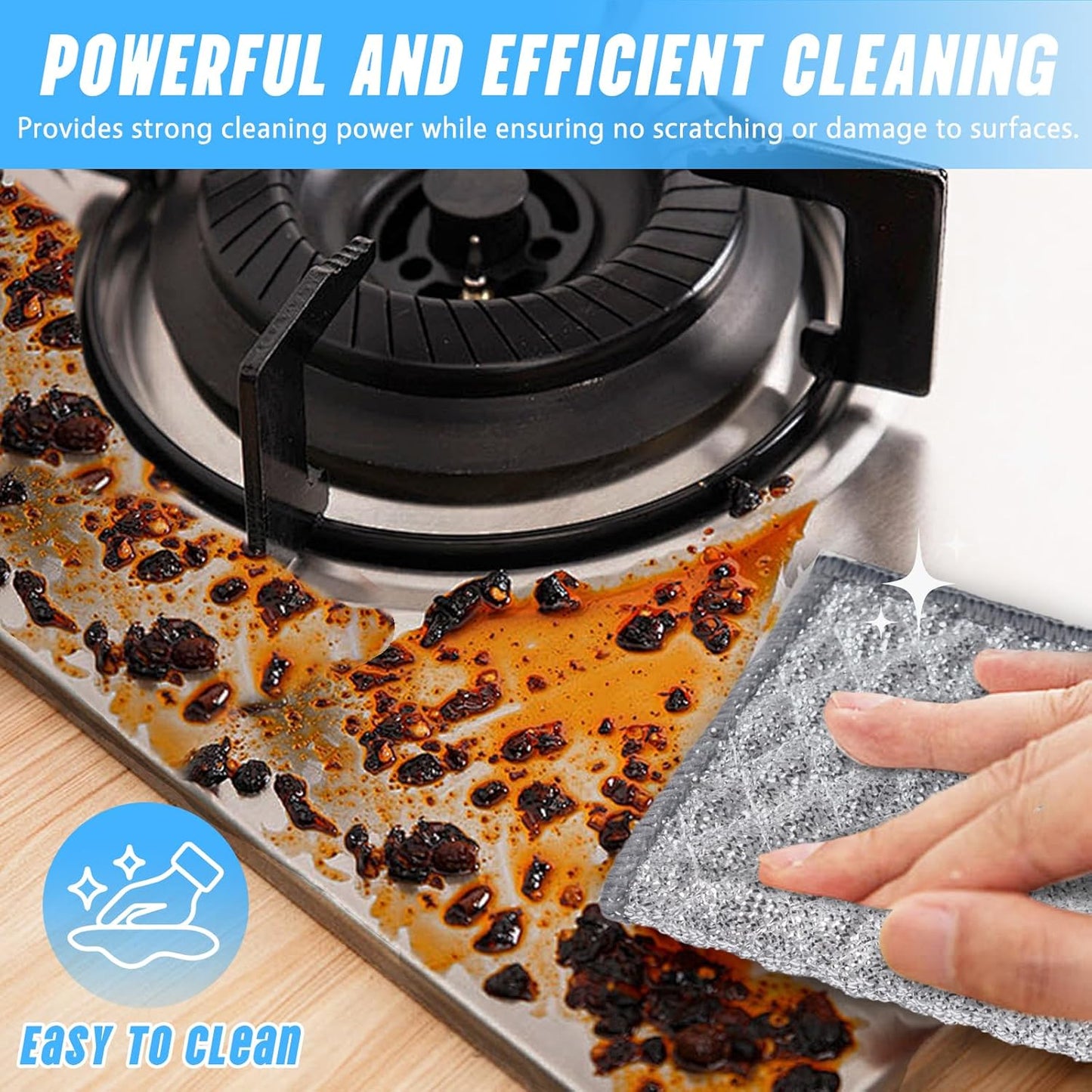 Wangjinpeng12 Pcs New Upgrade 3-Layer Metal Dish Cloths, Non-Scratch Odor-Free Multipurpose Wire Dishwashing Rags for Wet Dry Use, Kitchen Cleaning Cloths for Dishes, Sinks & Stove Tops(7.87X7.87)