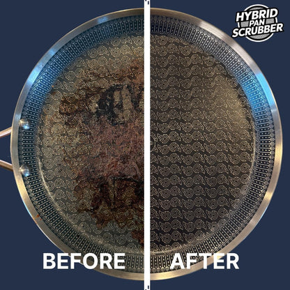 Stainless Steel & Hybrid Cookware Scrub & Polisher with Soap-Dispensing Handle, Dual-Layer DuoPad & Drydock Tray. Refillable, Ergonomic, Safe for All Hybrid and Stainless Steel cookware.
