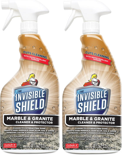 Invisible Shield Marble & Granite Cleaner & Protectant with Hydrogen Peroxide – 32 fl. oz. by UNELKO- Clean-X 2 pack