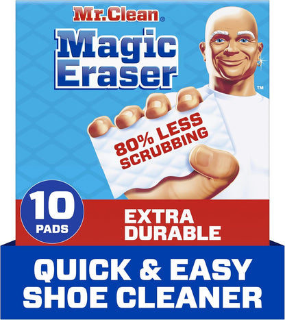 Mr. Clean Magic Eraser Sponge, All Purpose Cleaner, Cleaning Scrubber, Wall, Sneaker, Kitchen, Bathroom, Shower Cleaner, Cleaning Supplies, Melamine Sponge, Cleaning Pads, Extra Durable, 10ct