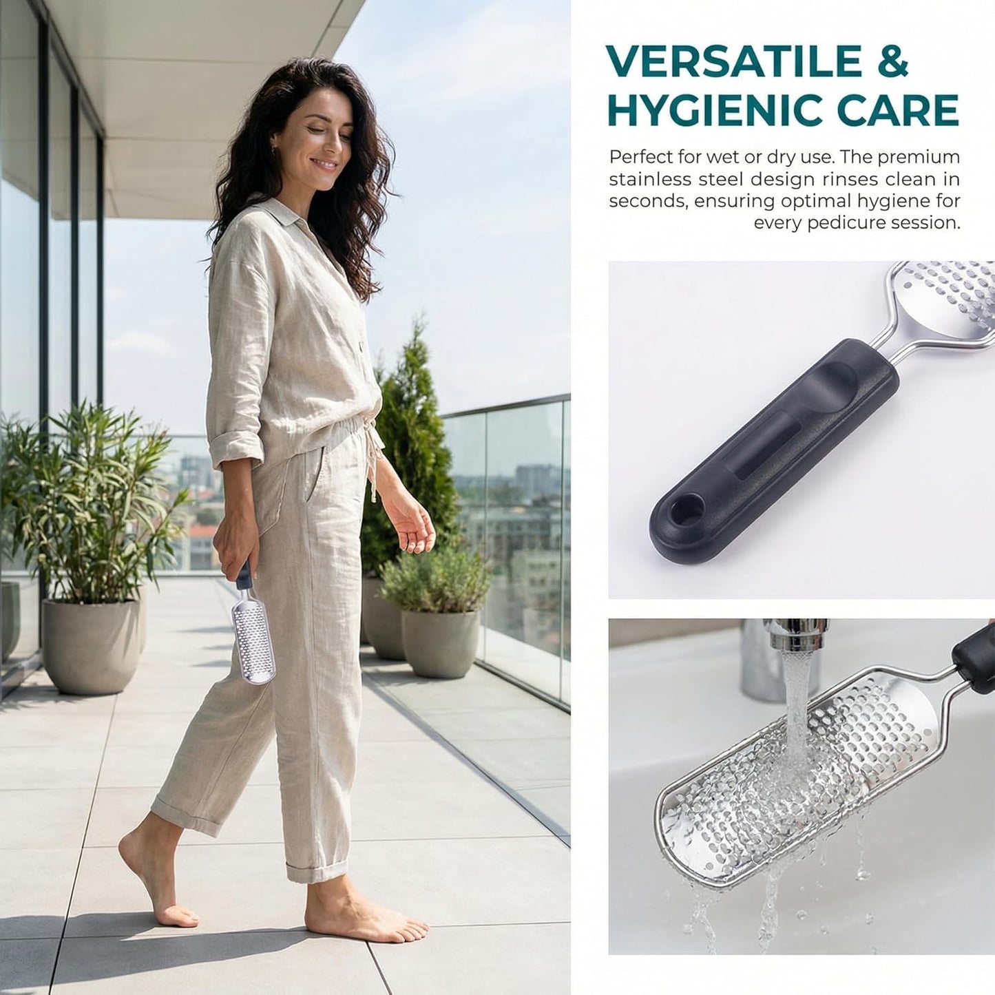 Housoutil Professional Grater, Foot File Foot Scrubber Pedicure, Callus Remover Stainless Steel Pedicure Rasp Feet Cheese Grater Heel Scraper Care for Scraper Corns Callous Removers Cracked Dead