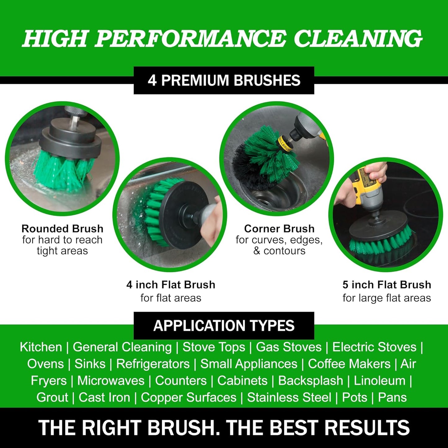 Nylon Drill Brush Attachment Set for Bathroom Cleaning - Power Scrubber Brush Kit for Bathtub, Shower, Tile, and Grout - All-Purpose Household Cleaning Brushes for Drill - Electric Grout Cleaner Kit