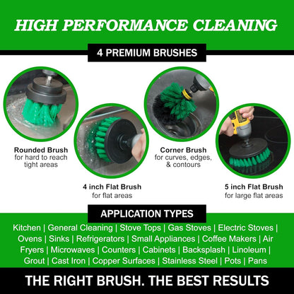 Nylon Drill Brush Attachment Set for Bathroom Cleaning - Power Scrubber Brush Kit for Bathtub, Shower, Tile, and Grout - All-Purpose Household Cleaning Brushes for Drill - Electric Grout Cleaner Kit