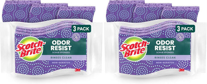 Scotch-Brite Scrub Dots Non-Scratch Scrub Sponge, Rinses Clean, for Washing Dishes and Cleaning Kitchen, 3 Scrub Sponges