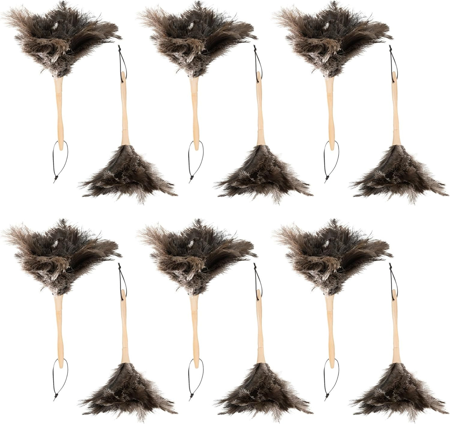 Superio Ostrich Feather Duster Fluffy Dust Remover, with Wooden Handle Reusable for Cleaning Homes, Ceilings, and Furniture (12 Pack)