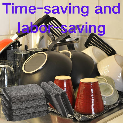 Kitchen Dish Sponges Steel Scrubbers - 6 Pack Black Non Scratch Heavy Duty Scrub Sponges，Reusable Multipurpose Metal Cleans for Washing Dishes，Pots and Pans，Household Cleaning，Bathroom