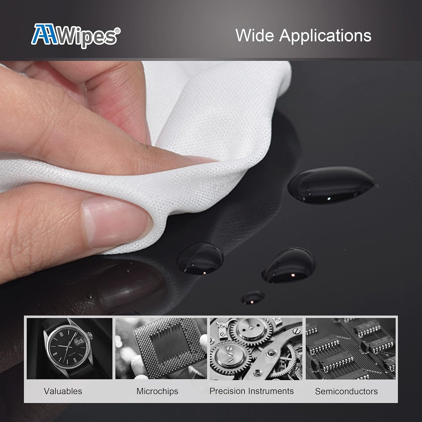 AAwipes Double Knit 100% Polyester Wipers Light Weight Version (120GSM, 6"X6", 150pcs/bag) Cleanroom Cloth Wipes Laser Sealed Edge, Ultra-Soft (CP12006)
