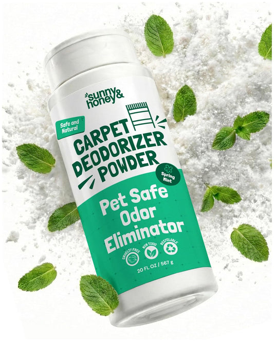 Sunny & Honey Carpet Deodorizer and Freshener Powder - Pet Safe Rug Refresher for Vacuuming - Berry Odor Eliminator for Strong Odor and Pet Urine (20 oz)