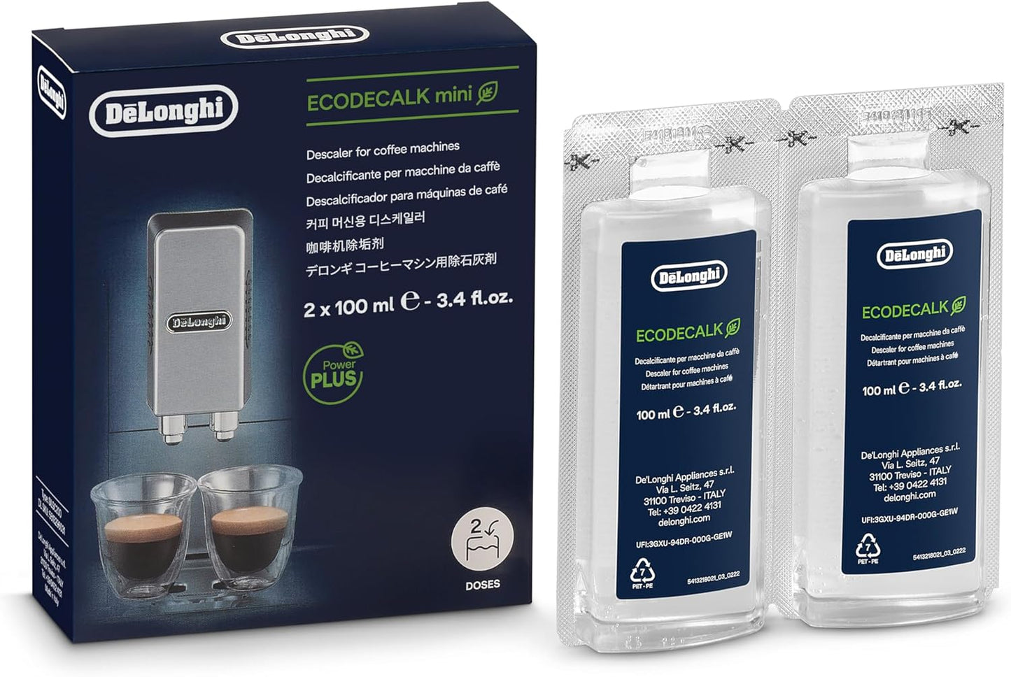 De'Longhi EcoDecalk Descaler, Universal Descaling Solution for Coffee & Espresso Machines, 16.90 oz (5 uses)