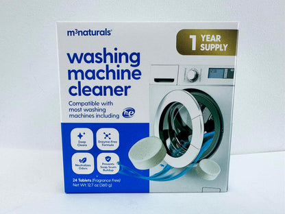 Dishwasher Cleaner & Deodorizer Tablets, Fights Grime, Grease, Limescale, Residue & Odor, Heavy Duty Cleaning Descaler Pods, Septic Safe, 24 Fresh Apple Scented Tablets, 1-Year Supply, by M3