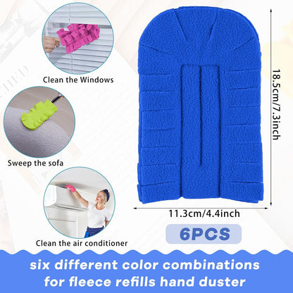 Zubebe 12 Pcs Duster Refill Reusable Fleece Duster Refills Feather Flat Dusters Multi Surface Washable Cleaning Pads Tools for Home, Blinds, Car, Pet, Furniture, Fans (Dark Color)