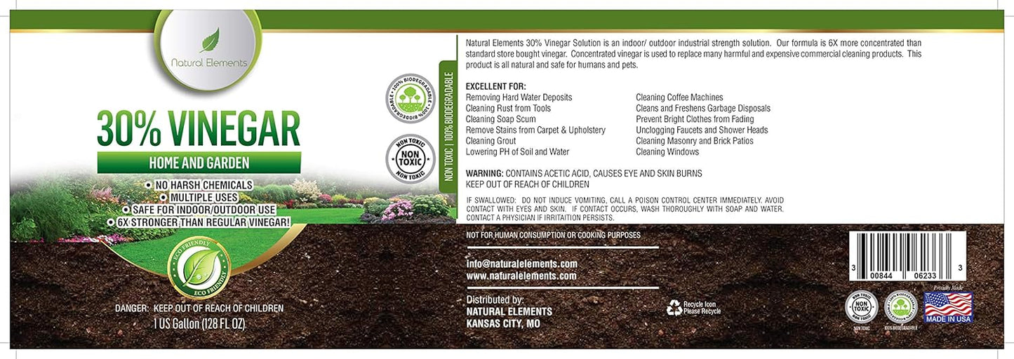 Natural Elements 30% Vinegar | (4) 1 Gallon Pack | Home and Garden Vinegar
