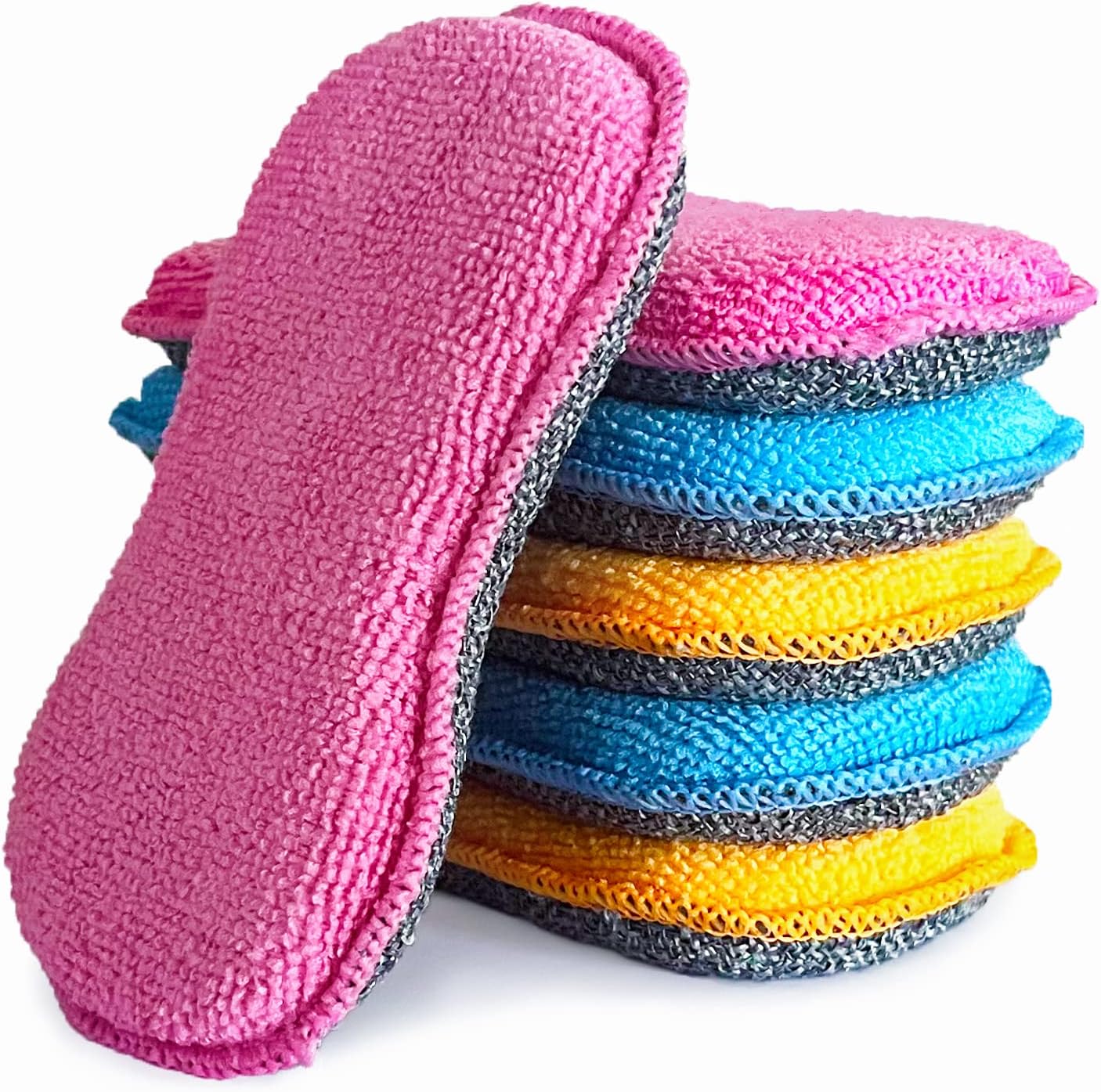 UPSTAR Dish Sponges Kitchen, Microfiber Cleaning Scrubber for Dishwashing, Sink, Basin and Multi-Pupose, Non-Scratch, Size.S Pack of 8