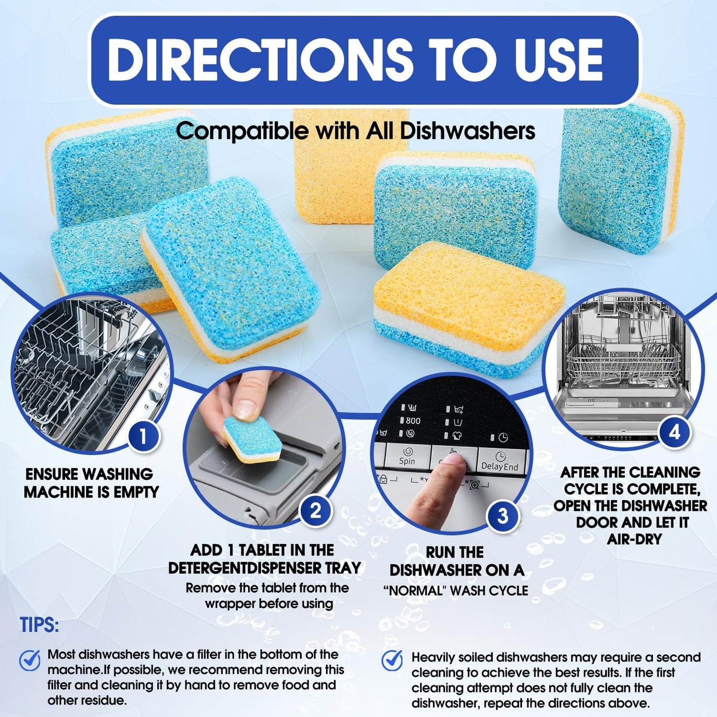 Dishwasher Cleaner Tablets,20g 30-Count Deodorizing Pods (15-Month Supply) - Heavy-Duty Descaler Removes Limescale, Minerals, Grease & Odors, Lemon Scent