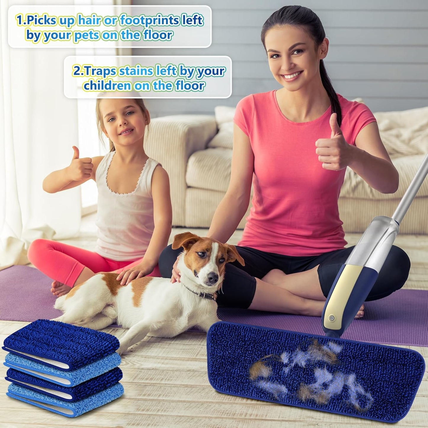 Spray Mops for Floor Cleaning: MEXERRIS Wet Mop with 3 Washable Pads for Swiffer Powermop - Floor Mop with Refillable Bottle - Home Commercial Dust Mops for Hardwood Laminate Ceramic Tiles
