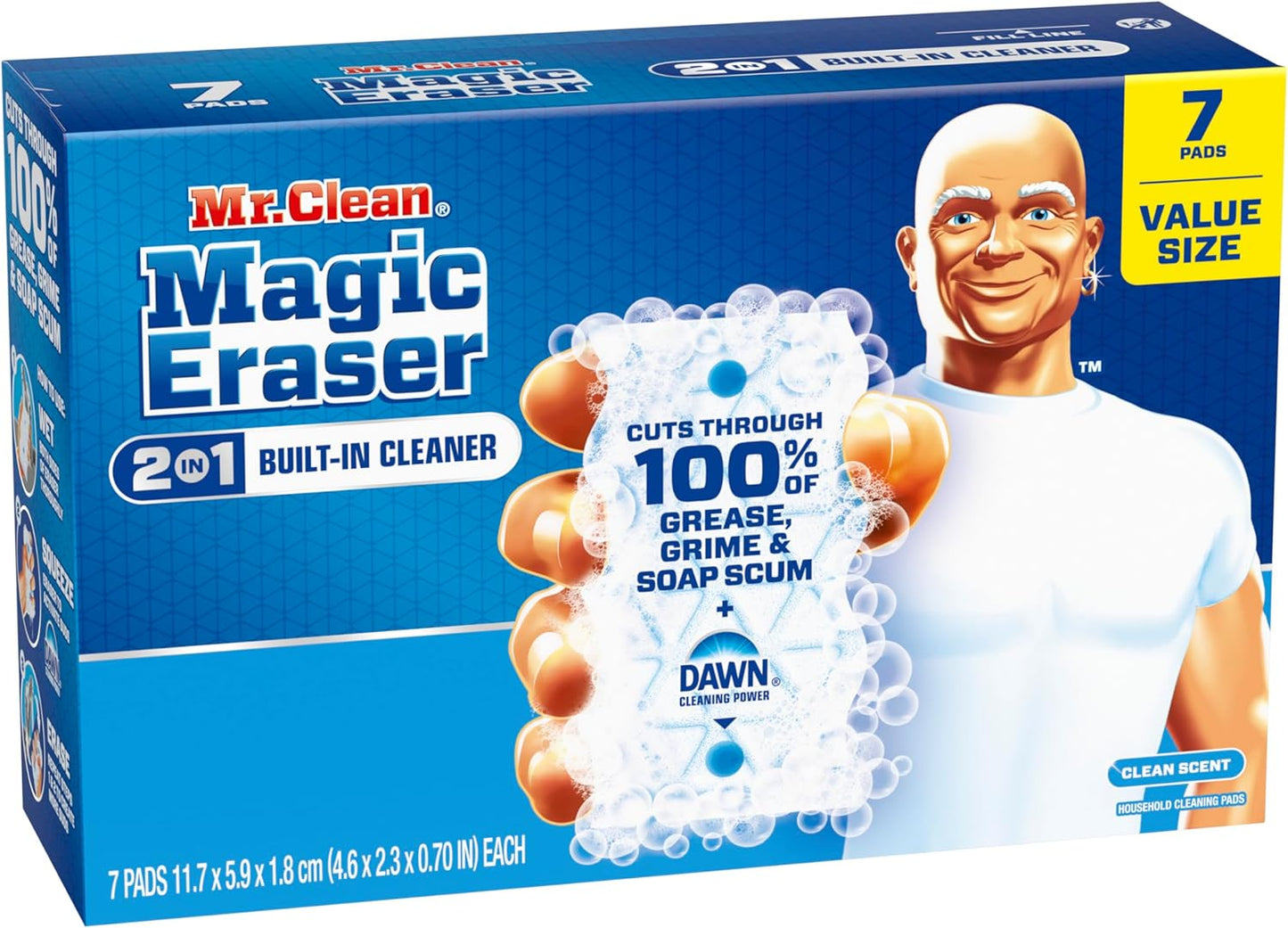 Mr. Clean Magic Eraser Foaming Sponge, All Purpose Cleaner, Dawn Cleaning Power, Wall Cleaner, Sneaker Cleaner, Oven Cleaner, Kitchen, Bathroom, Shower Cleaning Supplies, Scrubber, Ultra Foamy, 5ct