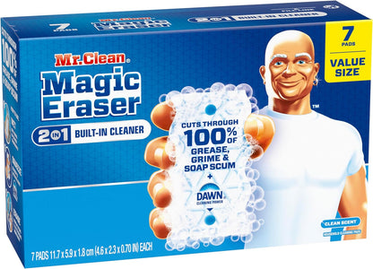Mr. Clean Magic Eraser Foaming Sponge, All Purpose Cleaner, Dawn Cleaning Power, Wall Cleaner, Sneaker Cleaner, Oven Cleaner, Kitchen, Bathroom, Shower Cleaning Supplies, Scrubber, Ultra Foamy, 5ct