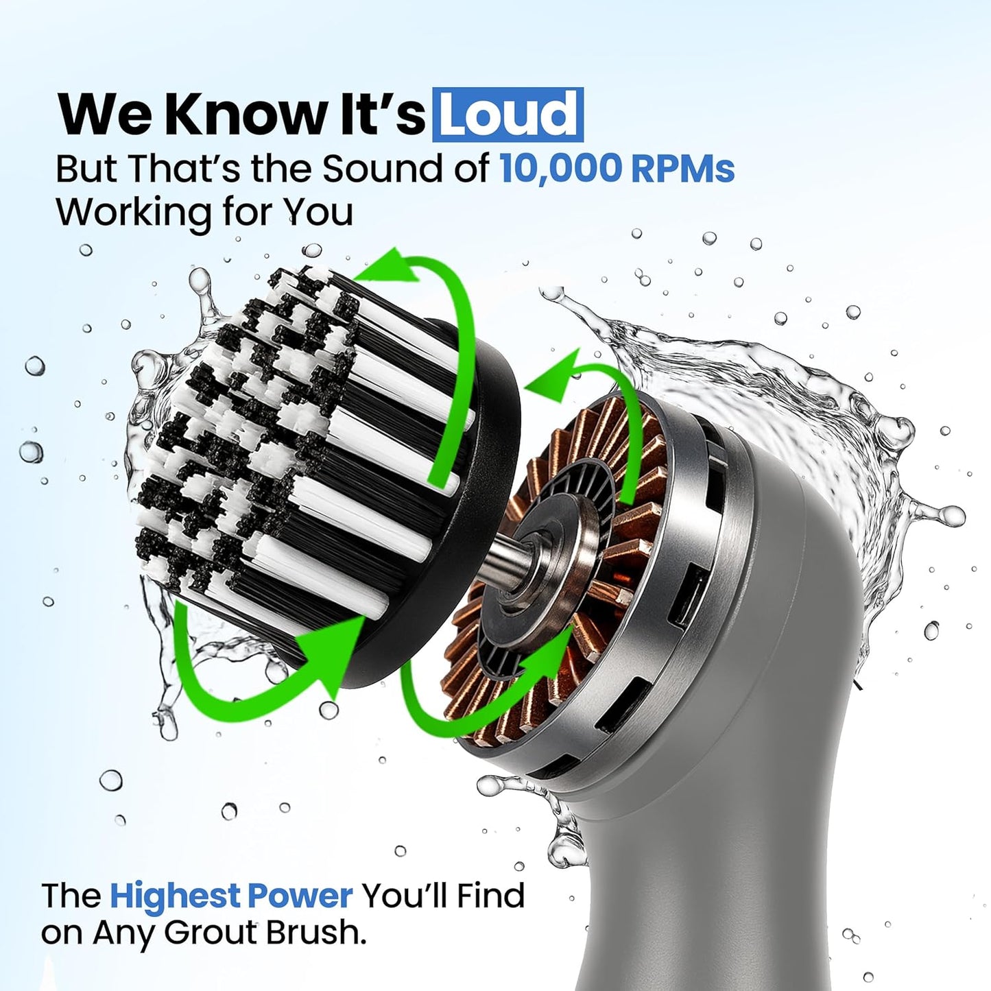 BEEST GroutCare 10000 Electric Spin Scrubber - Bathroom Cleaning Brush w/ 2 Replaceable Heads, IPX6 Waterproof - Cordless Electric Cleaning Brush Scrubber for Bathtub, Shower, Grout, Tile, Kitchen