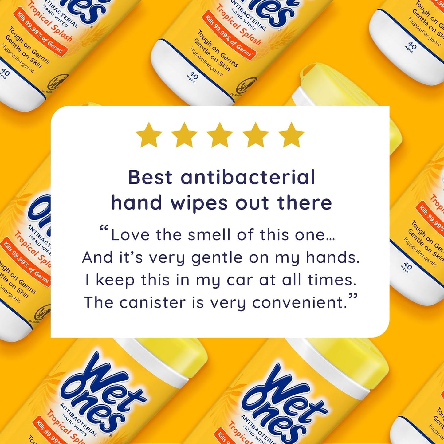 Wet Ones Antibacterial Hand Wipes, Tropical Splash Wipes, Antibacterial Wipes, Hand Sanitizer Wipes, Wet Ones Wipes, 40ct Canister
