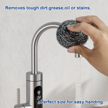 Metal Scrubber Kkuadcehi 6 Pcs Steel Wool Scrubber, Stainless Steel, Metal Sponge, for Cleaning Kitchen, Cleaning Dishes， Pots, Stove, Dish, Oven (6)
