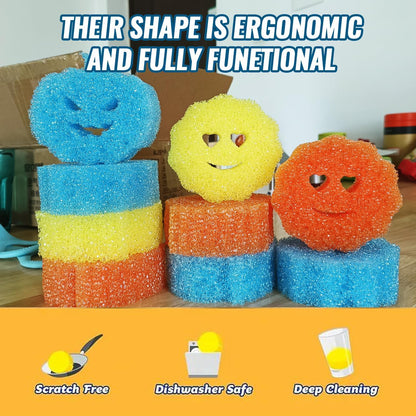 6 Pcs Scrubber Color Sponges,Non-Scratch Cleaning Sponges Kitchen,Temperature Controlled Kitchen Sponge for Washing Dishes,Household Bathroom Odor Resistant Scrubber-Bpa Free