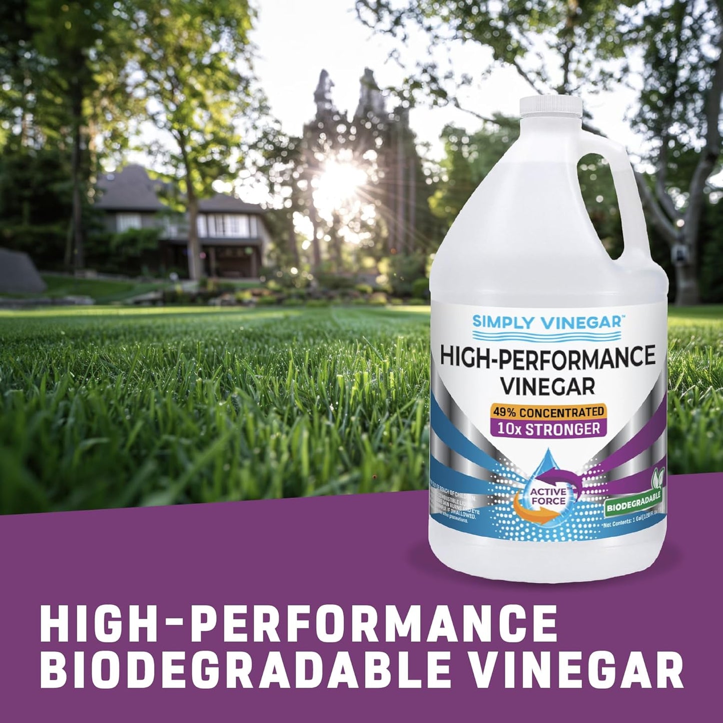 Simply Vinegar Industrial Strength 49% Vinegar – High-Performance Concentrated Cleaner for Home, Garden, Driveways & More – Biodegradable & Bleach-Free (Not for Food Use) - 128 oz (Pack of 2)