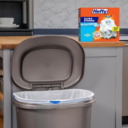 Hefty Ultra Strong 13-Gallon Trash Bags, Tall Kitchen, Drawstring Closure, Odor Control, White, Unscented, 40-Pack