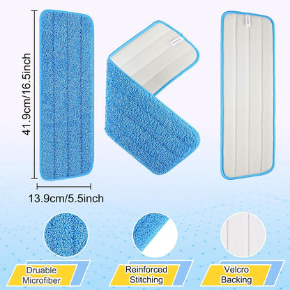 Set of 3 Microfiber Spray Mop Replacement Heads for Wet/Dry Mops Reusable Replacement Refills Fits for Bona Floor Care System (red)