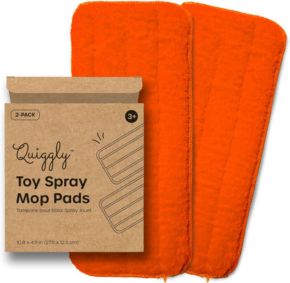 Quiggly Reusable Mop Pad 2-Pack – Washable Microfiber Refills Toddler & Kid Spray Mops – Machine Washable 10.8” x 4.9” Pads