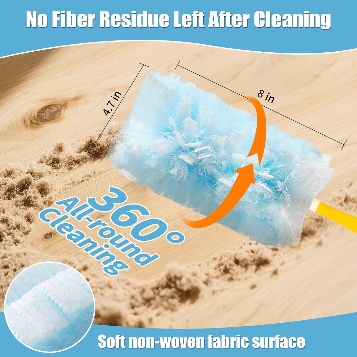 50 Count 360° Heavy Duty Duster Refills Compatible with Swiffer, Larger Size-Extra Thick Electrostatic Disposable dusters Refill for Electronics, Furniture, Blinds, Ceiling Fans, Unscented