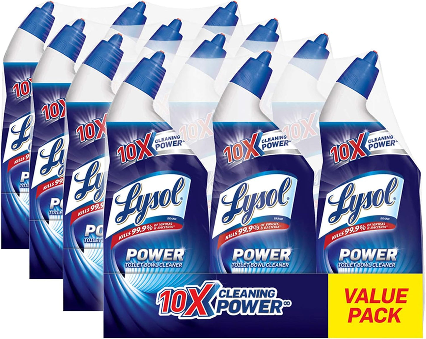 Lysol Power Toilet Bowl Cleaner Gel, for Cleaning and Disinfecting, Stain Removal, 24oz (Pack of 12)