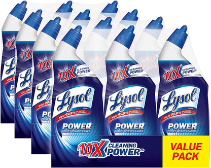 Lysol Power Toilet Bowl Cleaner Gel, for Cleaning and Disinfecting, Stain Removal, 24oz (Pack of 12)