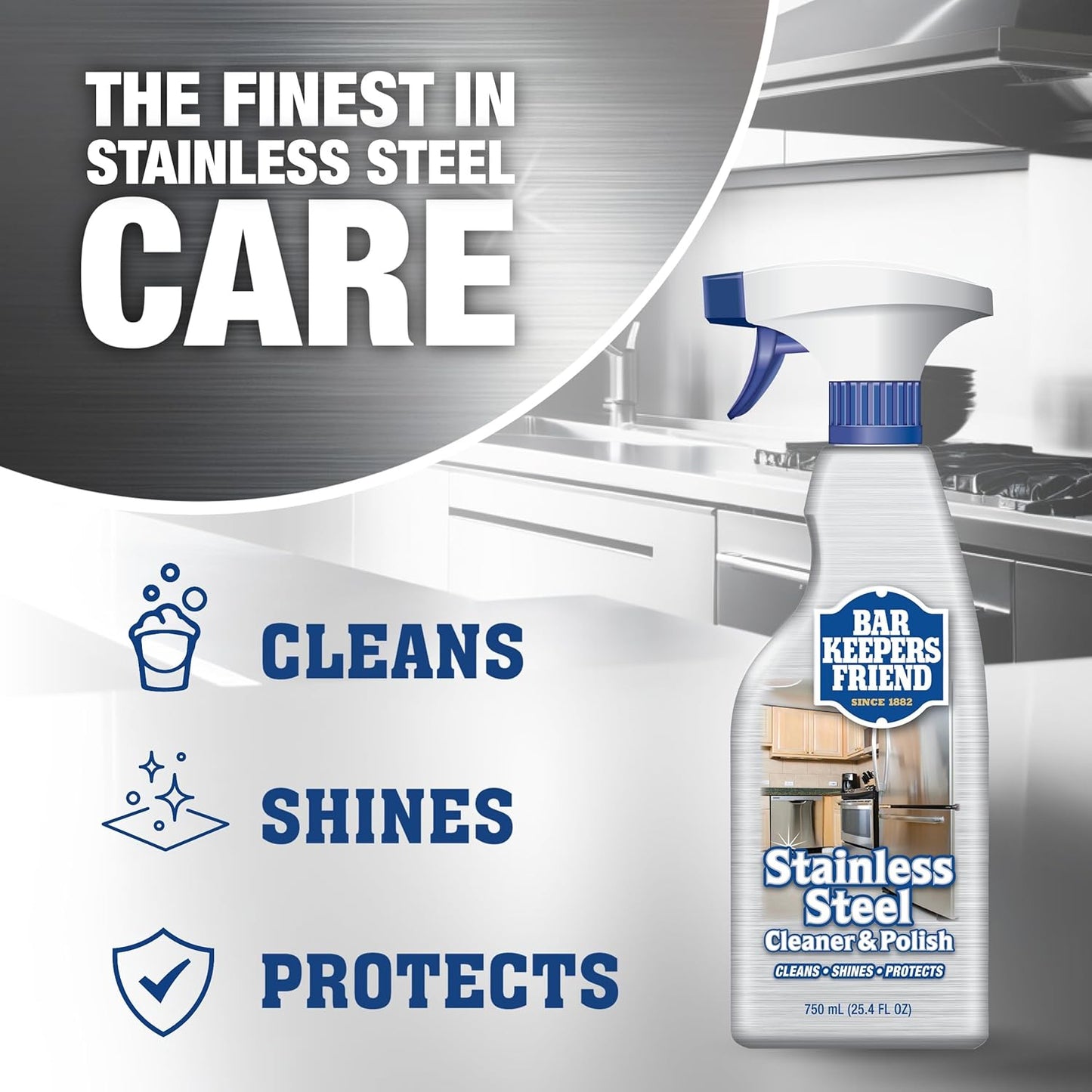 Bar Keepers Friend Stainless Steel Cleaner and Polish Spray (2 x 25.4 oz) Removes Oily Fingerprints, Hard Water Stains, Grime & Food Debris without Scratching or Dulling Appliances & Surfaces