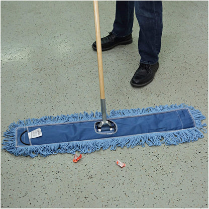 Boardwalk Dry Mopping Kit, 36 x 5 Blue Blended Synthetic Head, 60" Natural Wood/Metal Handle