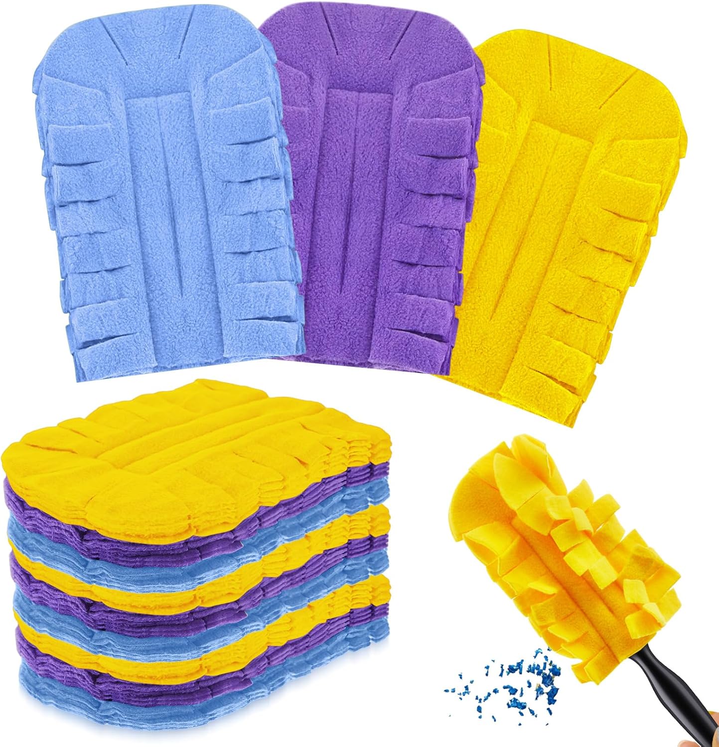 Zubebe 12 Pcs Duster Refill Reusable Fleece Duster Refills Feather Flat Dusters Multi Surface Washable Cleaning Pads Tools for Home, Blinds, Car, Pet, Furniture, Fans (Dark Color)