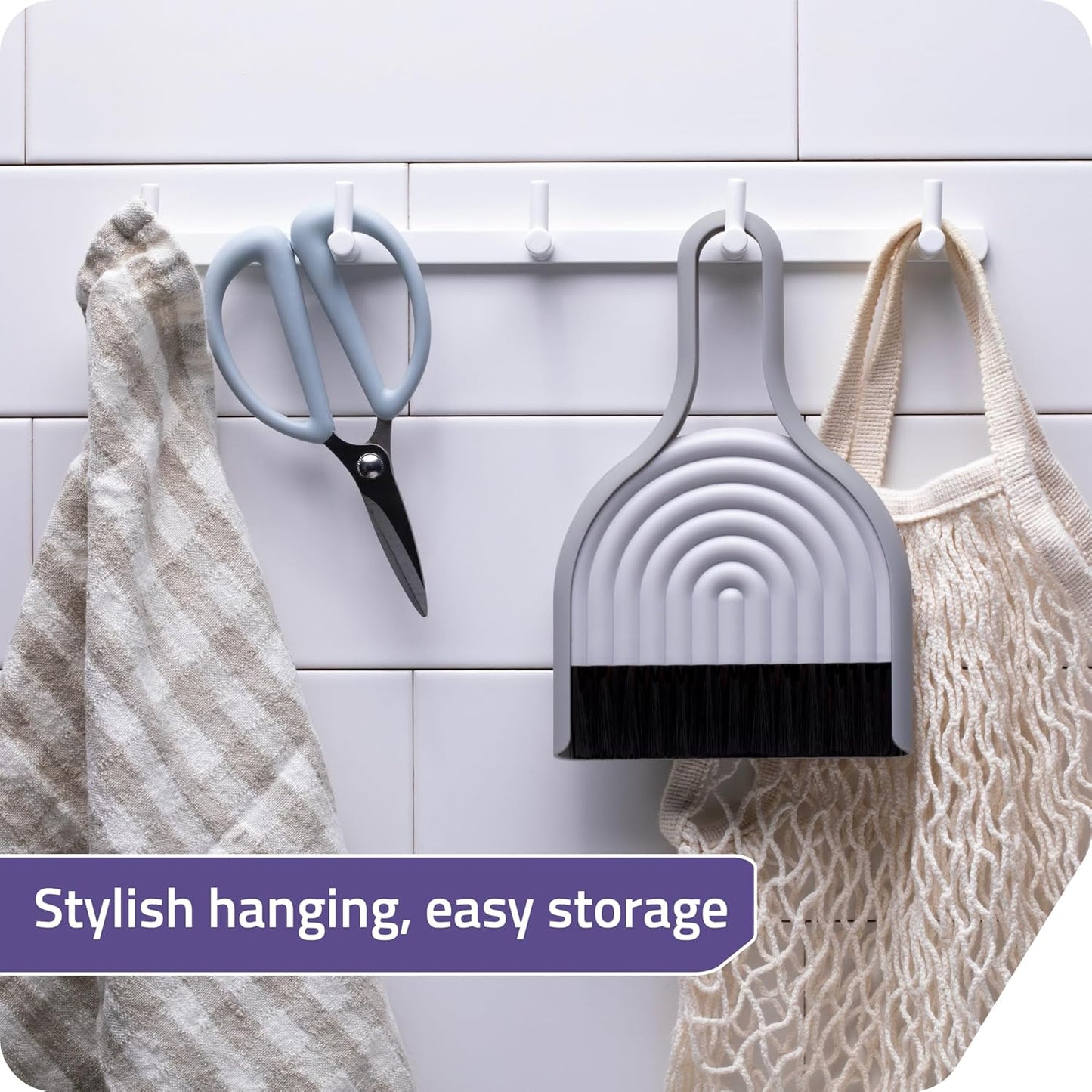Peleg Design Dustache Small Dustpan and Brush Set, Mini Broom and Dustpan Set, Mustache Design, Small Broom and Dustpan Set, for Home & On-The-Go