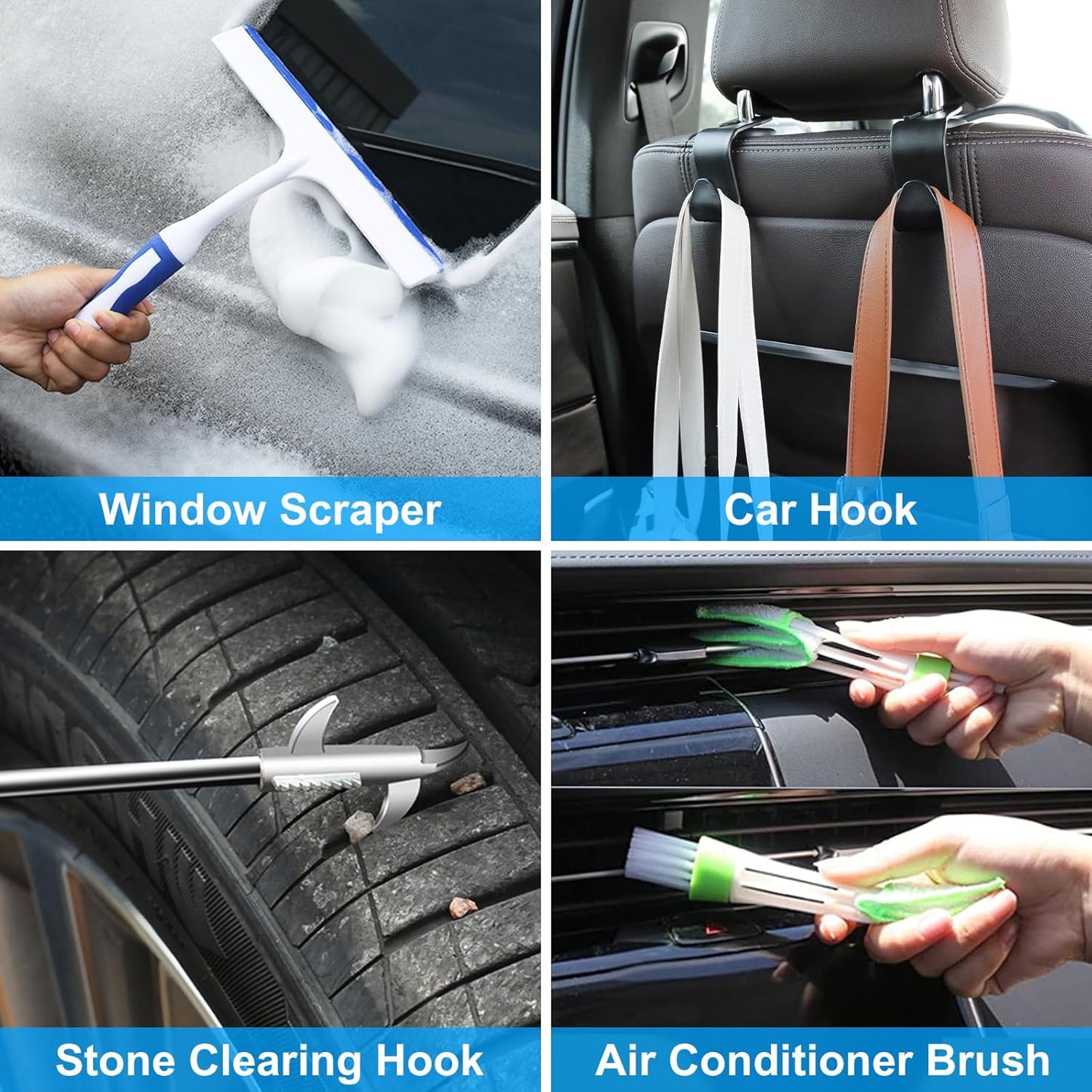 42Pcs Car Wash Detailing Kit Cleaning Set with Foam Gun Sprayer, Long-Handle Brush, Collapsible Bucket, Large Wash Mitt, Towels, Complete Interior & Exterior Car Washing Supply Set (Blue)