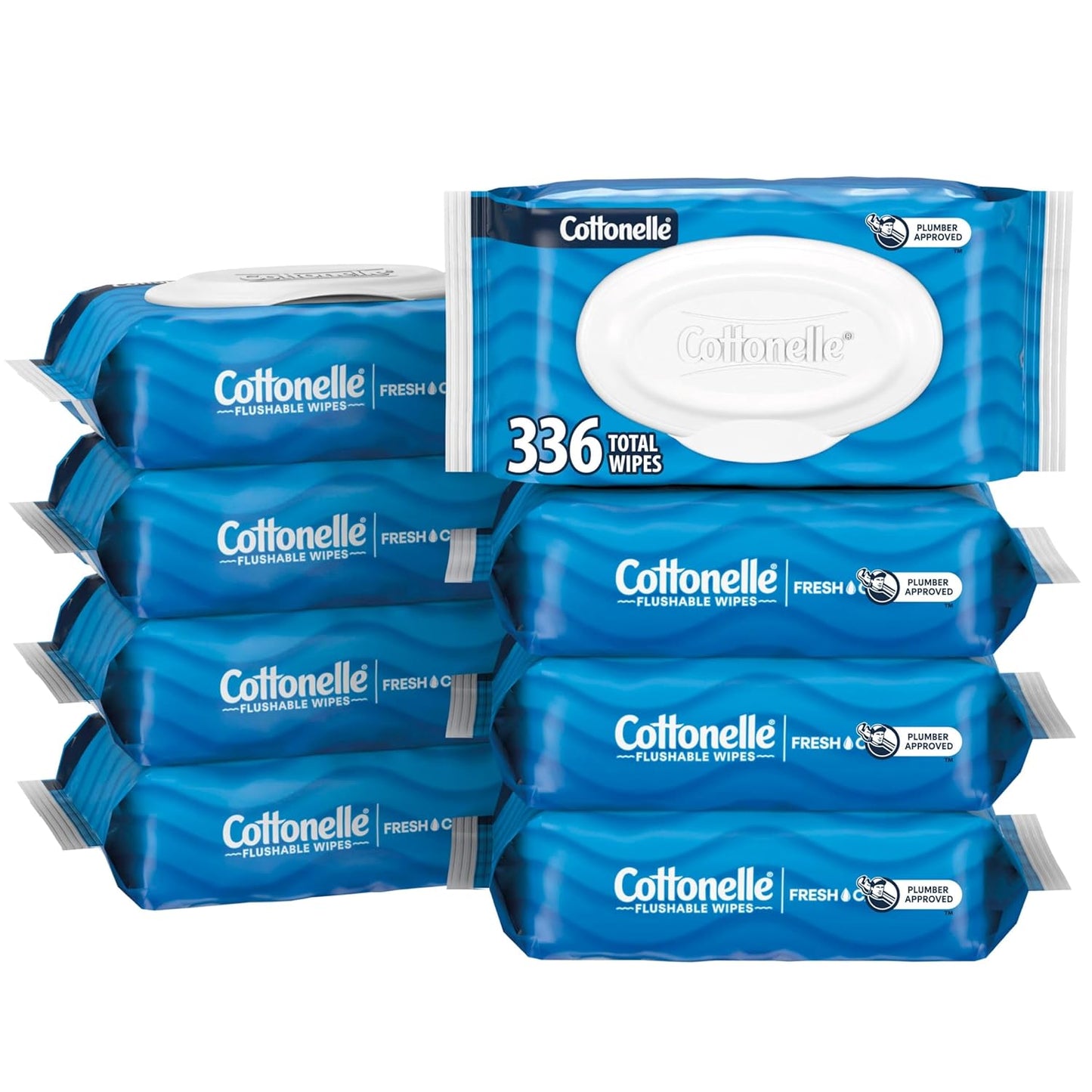 Cottonelle Fragrance Free Flushable Wet Wipes, Adult Wet Wipes, 2 Flip-Top Packs, 42 Wipes Per Pack