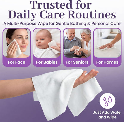 Disposable Dry Wipes, 200 Pack – Ultra Soft Non-Moistened Cleansing Cloths for Adults, Incontinence, Baby Care, Makeup Removal – 9.5" x 13.5" - Hospital Grade, Durable – by ProHeal