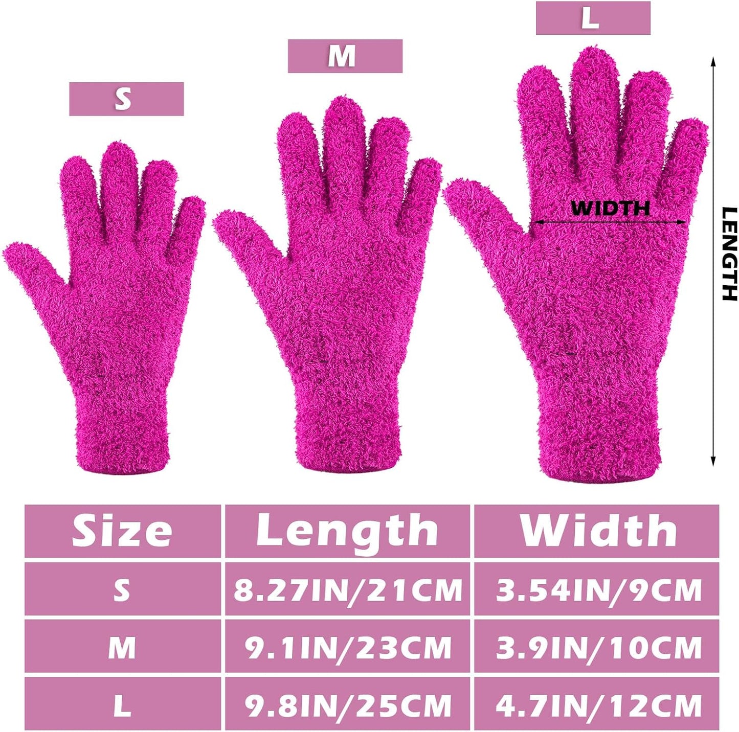Patelai 3 Pairs Microfiber Plant Dusting Gloves Leaf Cleaning Gloves for Indoor Plants, Blinds, Furniture, House (Green Yellow,Blue,Pink,Medium)