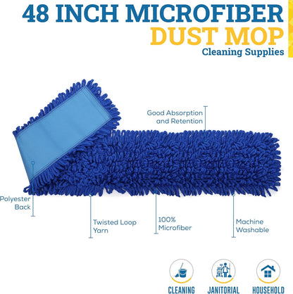 Kleen Handler 24 inch Microfiber Dust Mop | Medium Washable Commercial Mop Head Replacement, Pack of 3