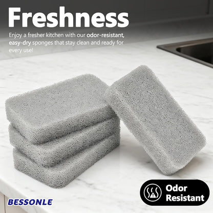 8 Pack Silicone Scrubbing Sponges, Heavy-Duty, Non-Scratch Kitchen Sponges - Reusable, Odor-Free, Perfect as Cleaning for Dishes, Non-Stick, Countertops (Grey)