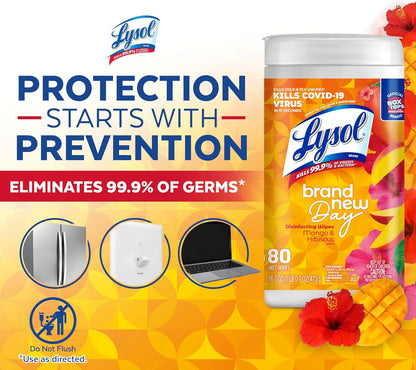 Lysol Disinfectant Wipes, Dorm Room Essentials, Multi-Surface Antibacterial Cleaning Wipes, For Disinfecting and Cleaning, Crisp Linen, 80 Count
